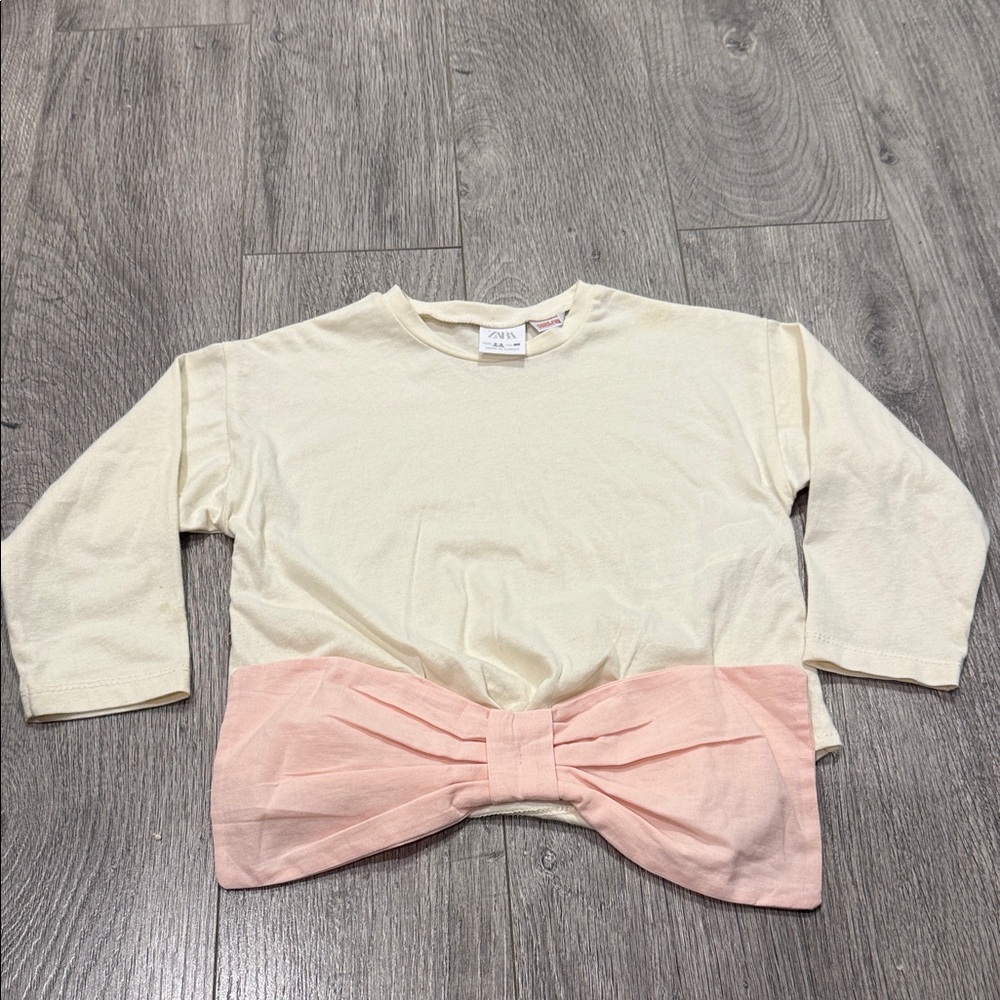 Zara Cream and Pink Long Sleeve Kids Tee